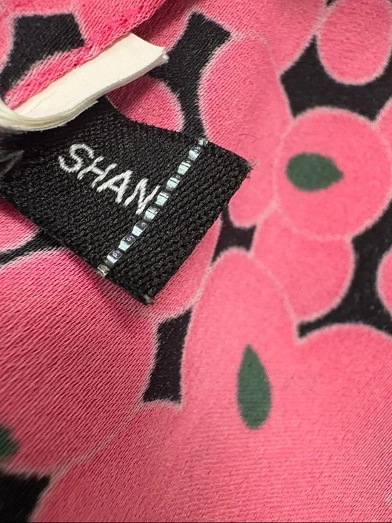 kate spade Pink Floral Tie-Neck Blouse with Dark Blue Wide-Leg Jeans - Picture 10 of 10